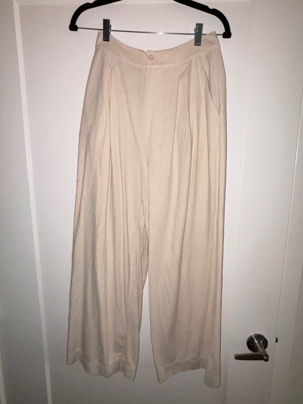 Jenni Kayne Wide-Leg High-Rise Cream Pants